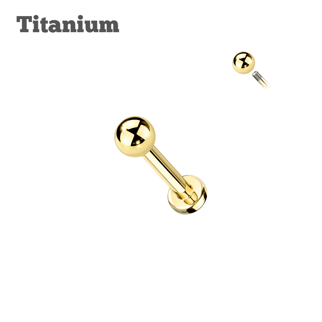 gold color titanium ball ends threaded labret 