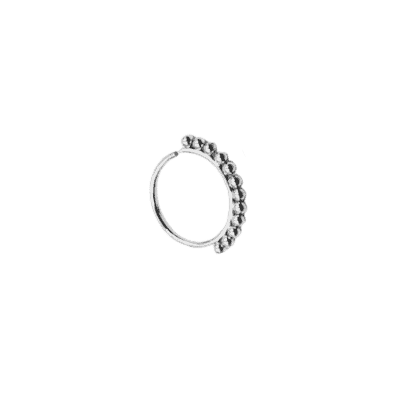 beaded seamless hoop ring type steel color  jewelry