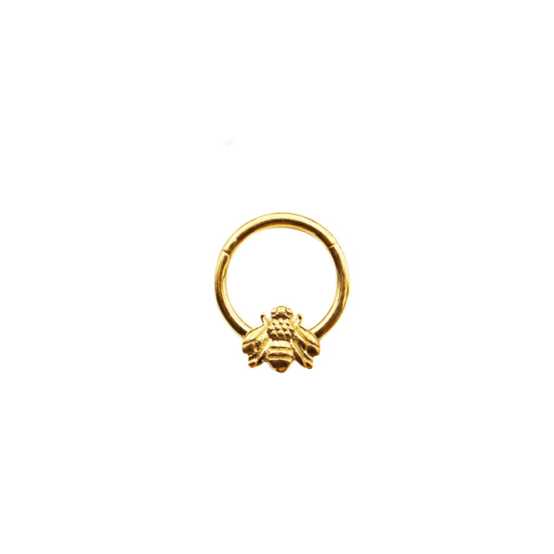 bee hinged hoop gold color