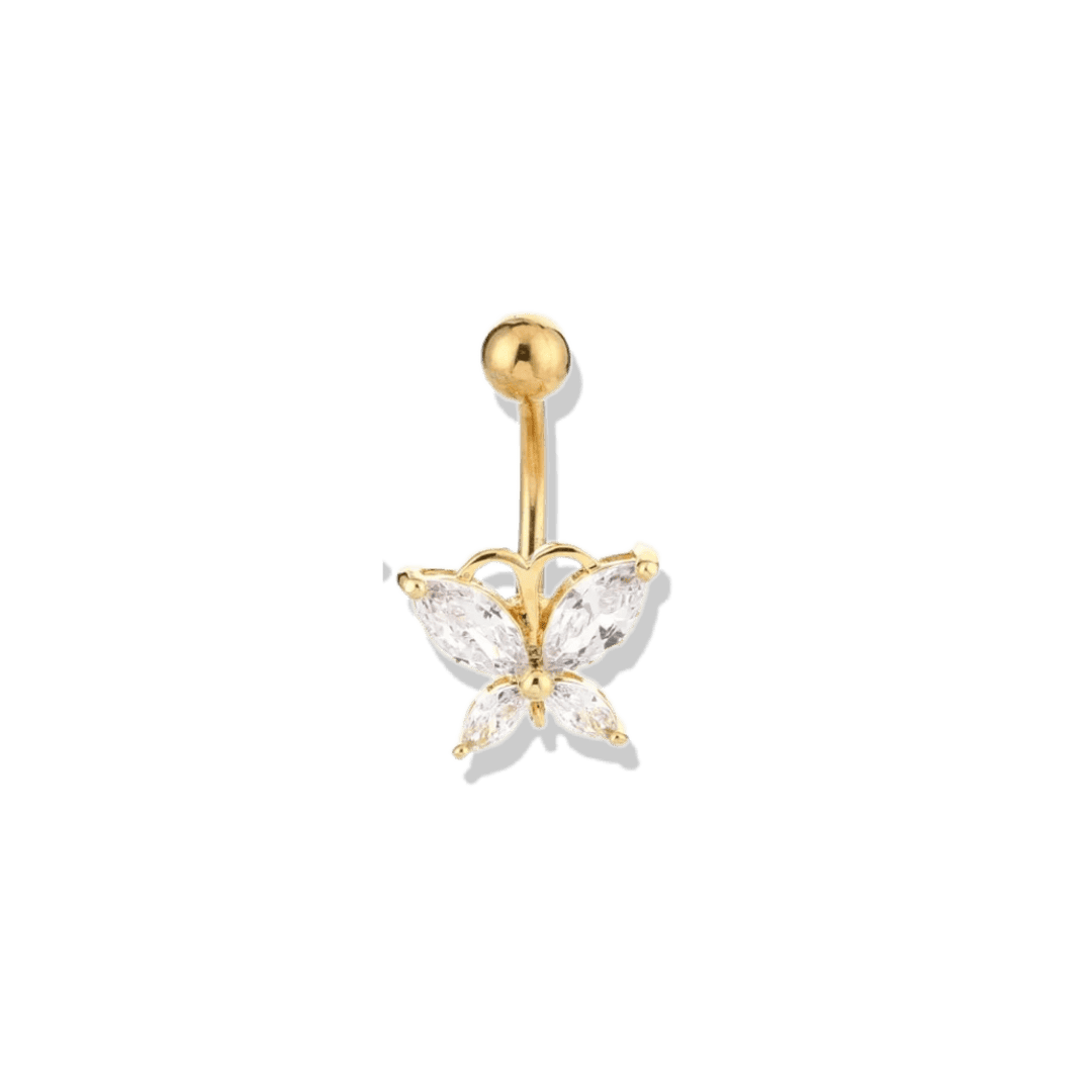 belly button piercing jewelry butterfly design stainless steel gold color