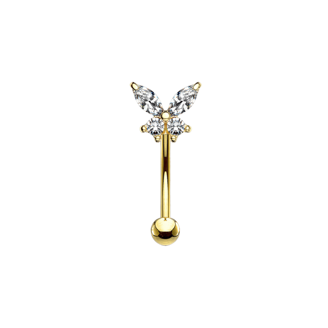 butterfly rook barbell gold color