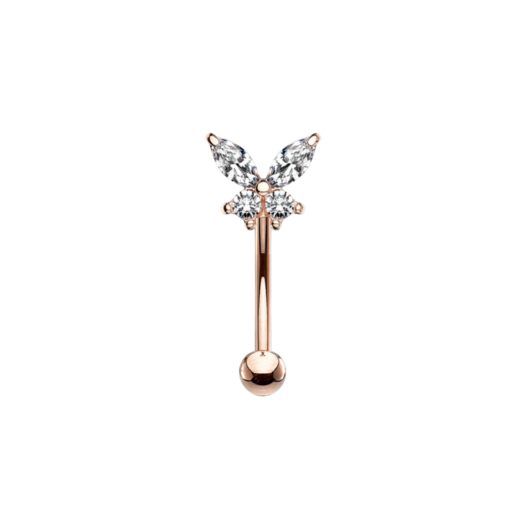 rose gold color rook barbell butterfly design