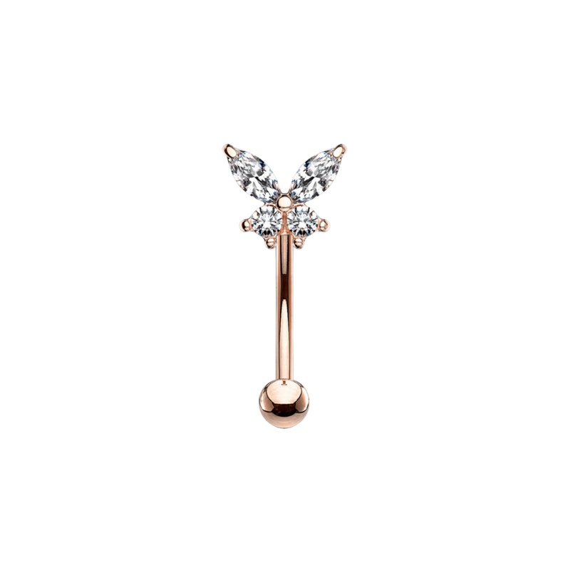 butterfly rook barbell rosegold 