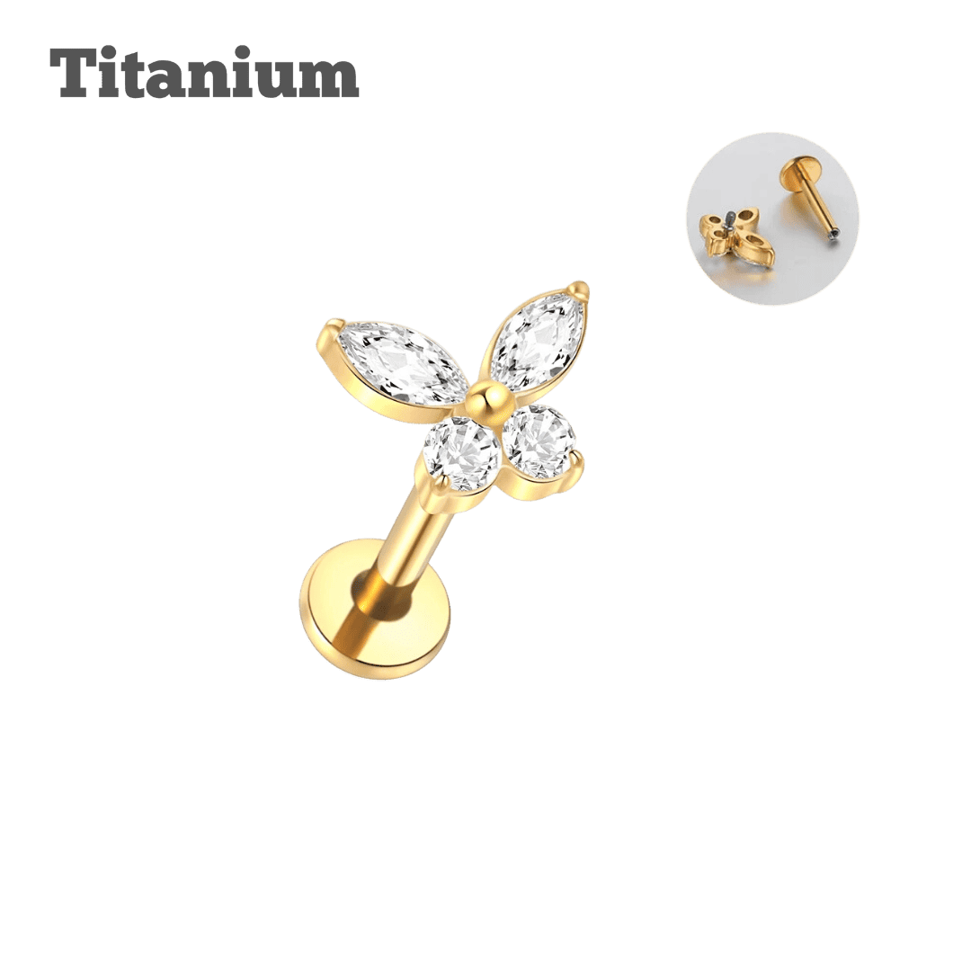gold color butterfly design titanium earring
