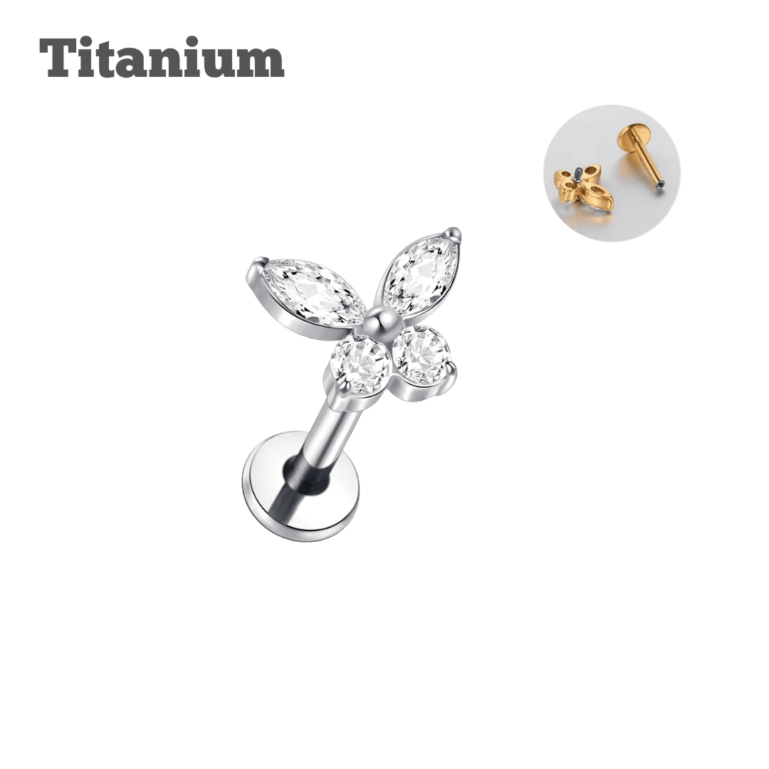 butterfly titanium threaded labret steel color
