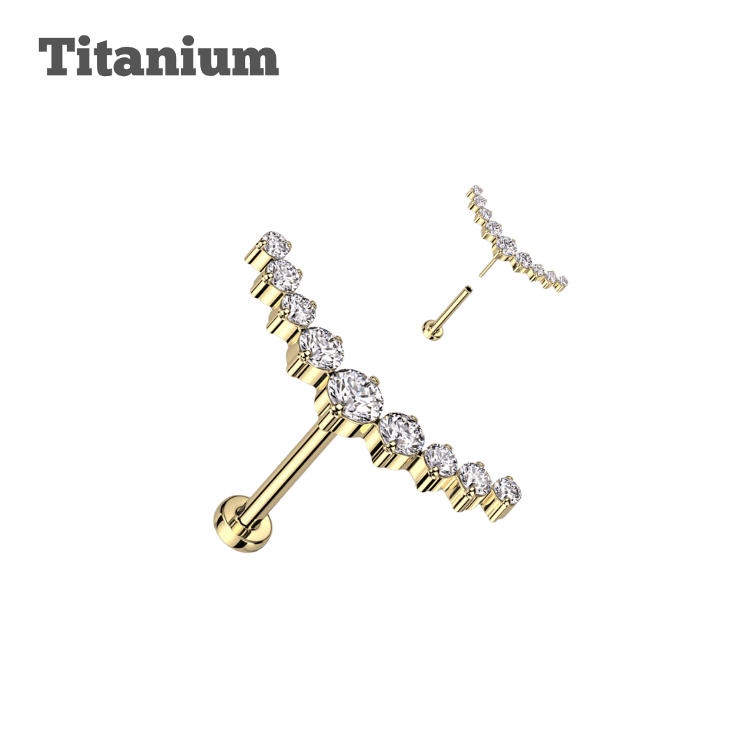 titanium constellation threadless labret for ear piercing gold color