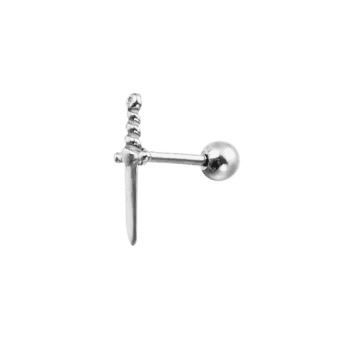 steel color earring dagger barbell