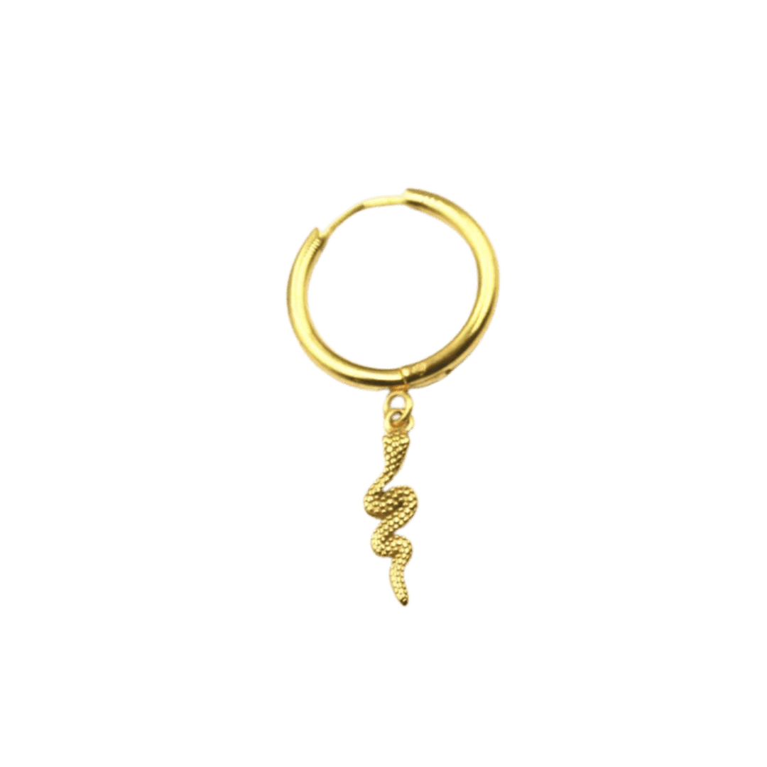 dangling snake clicker gold color earring