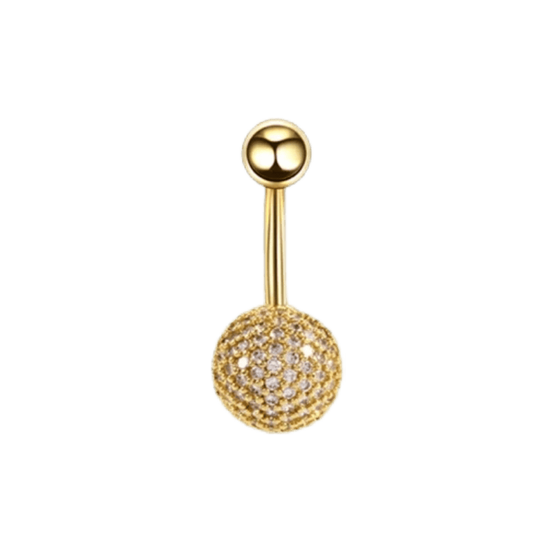 disco ball belly navel barbell type body jewelry gold color