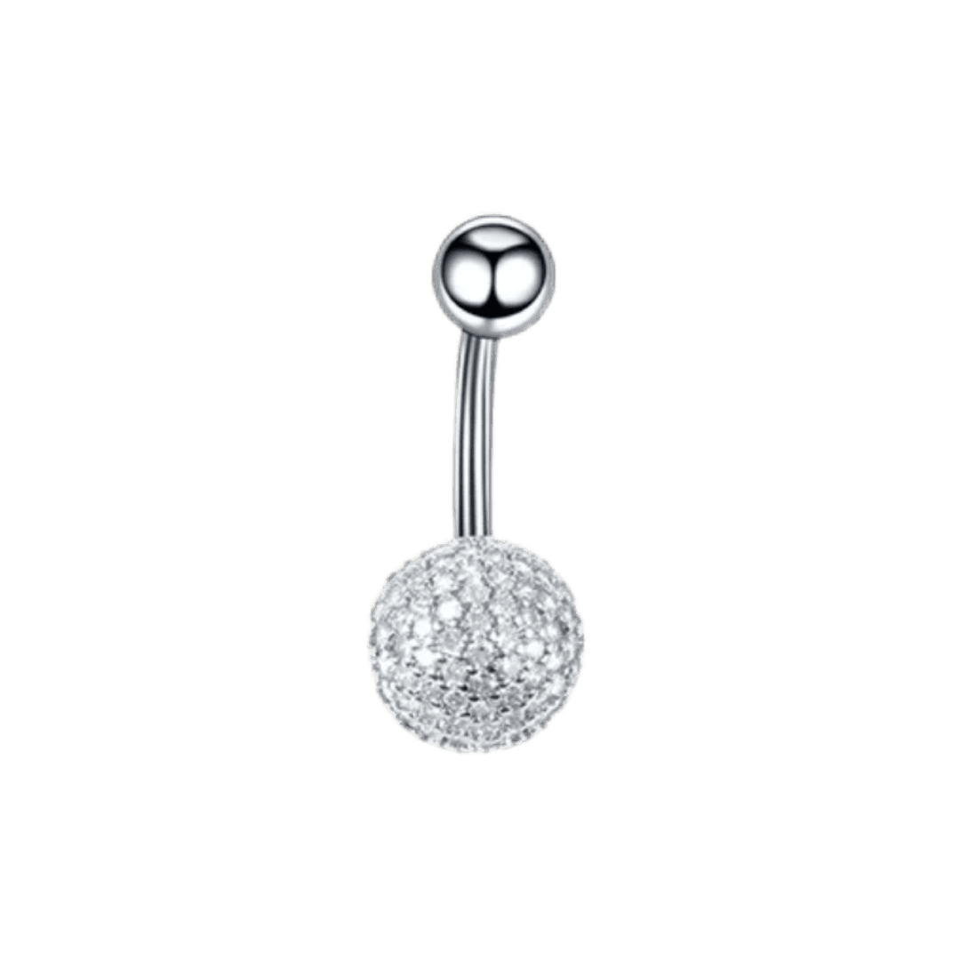 belly piercing jewelry steel color disco ball
