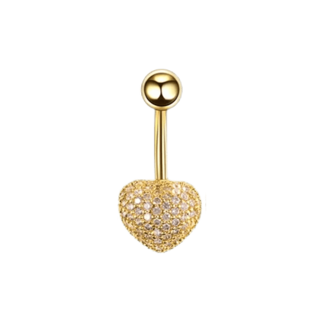gold color disco heart belly barbell jewelry