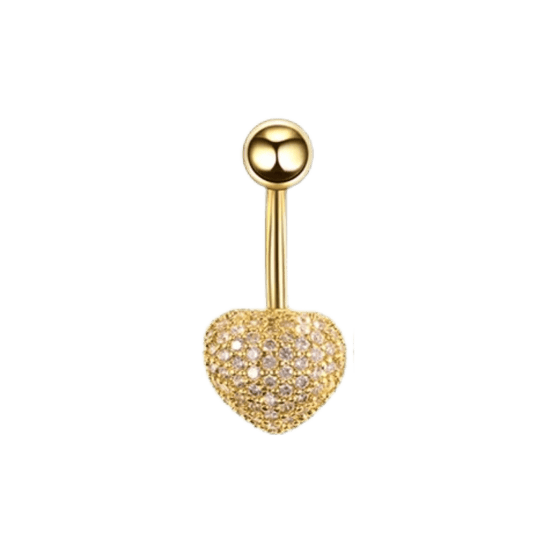 gold color disco heart belly navel barbell