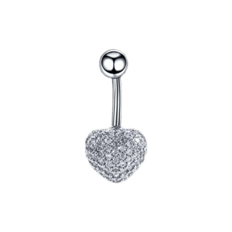 disco heart belly navel barbell steel color