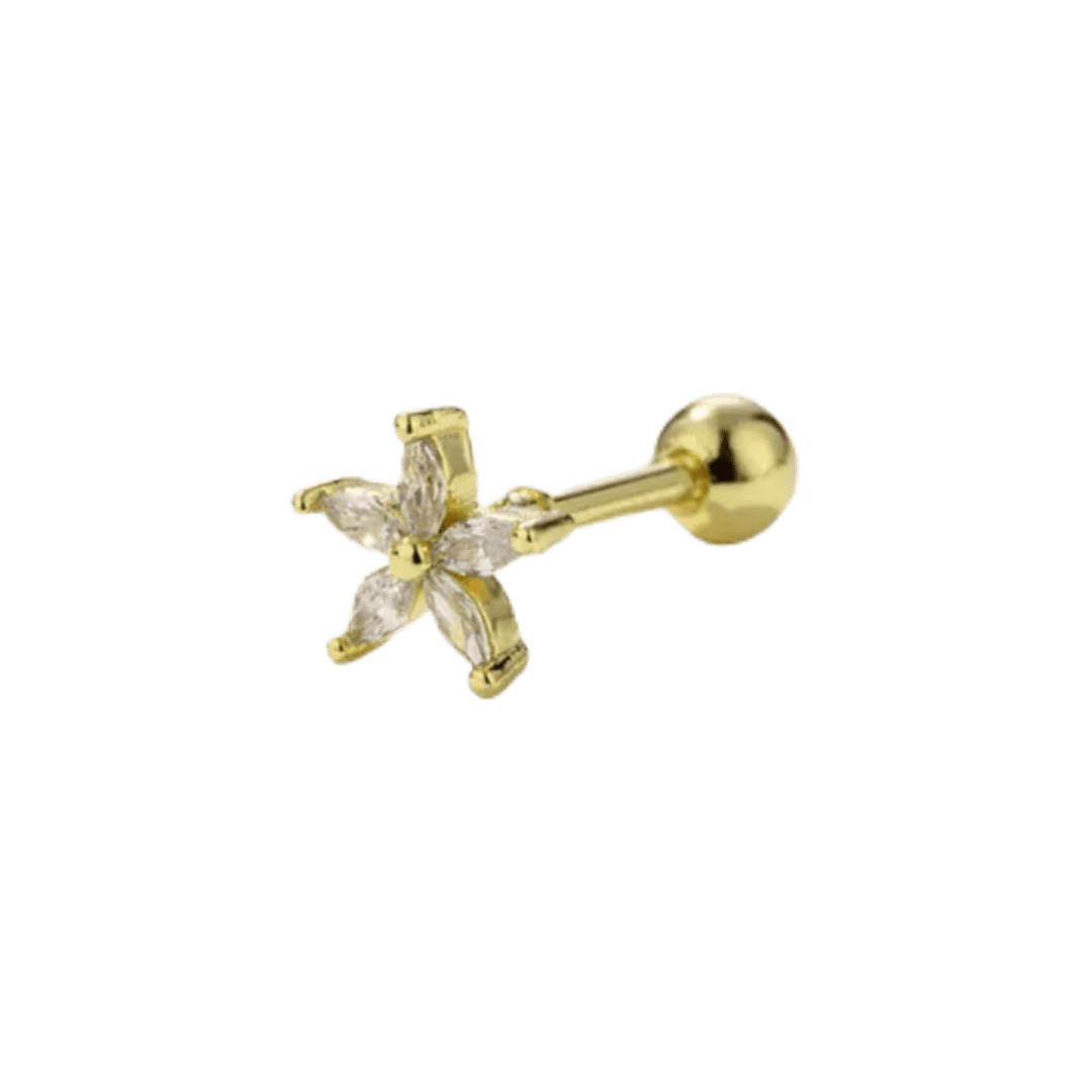gold earring lily barbell