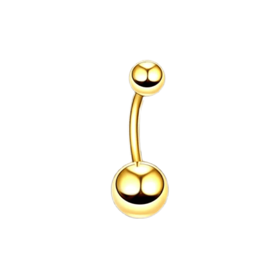 gold color stainless steel plain ball belly barbell