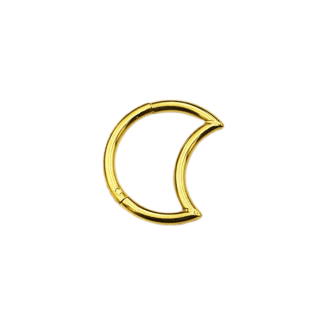 gold color plain moon hinged hoop
