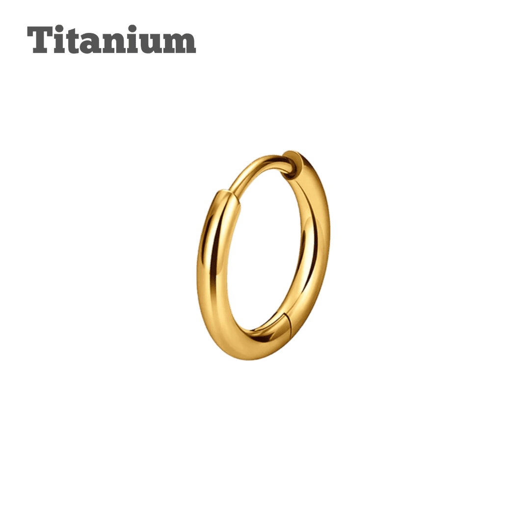 plain thick titanium hinged hoop gold color lobe piercing earring