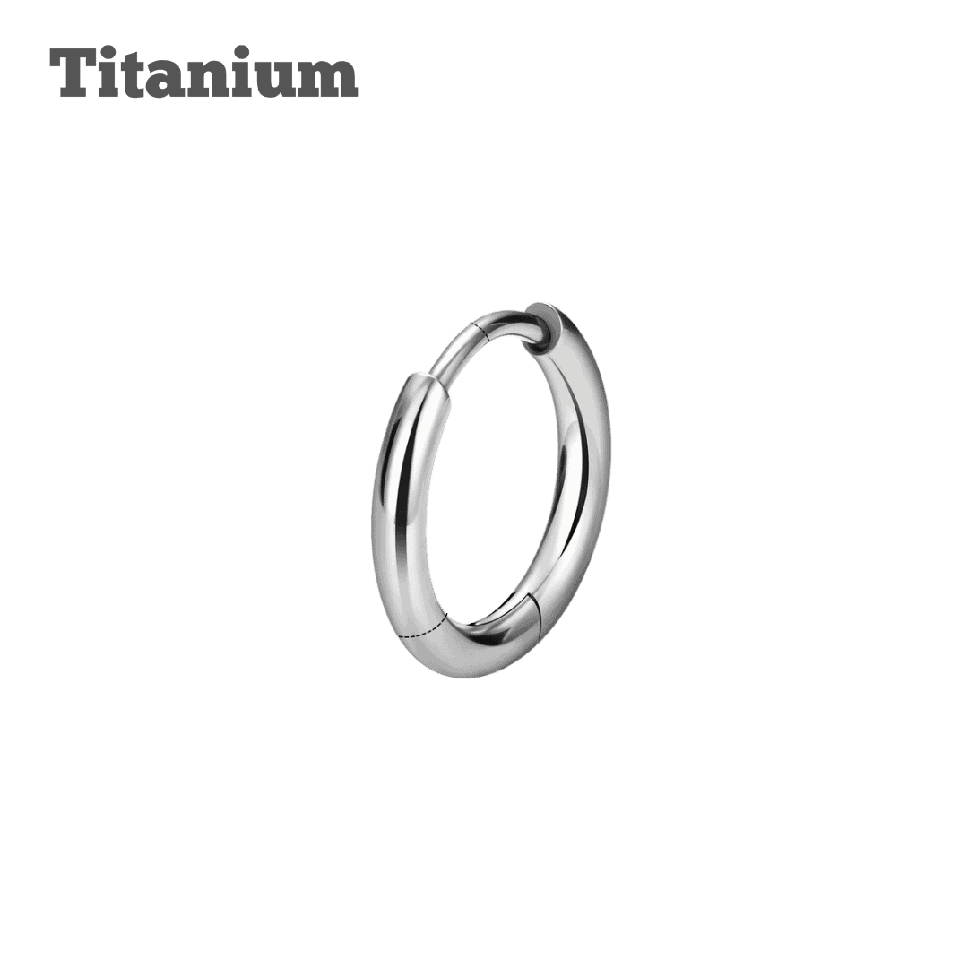 steel color plain thick titanium hinged hoop earring