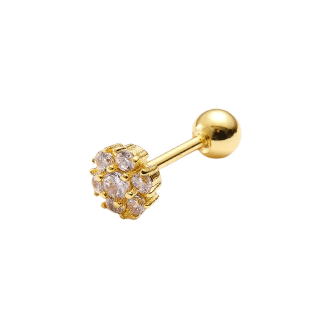 gold color rose barbell earring