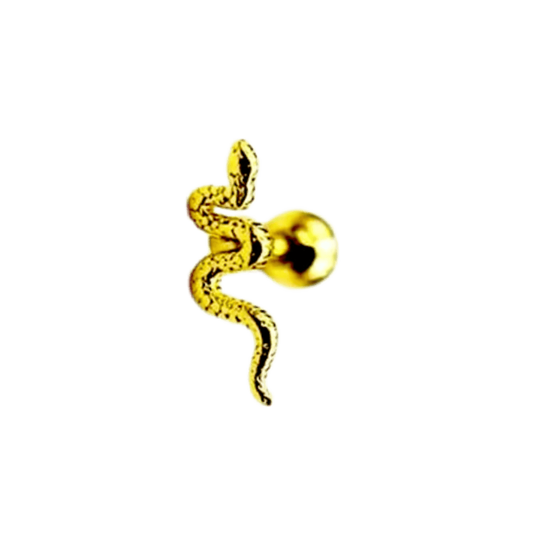 gold color snake barbell earring