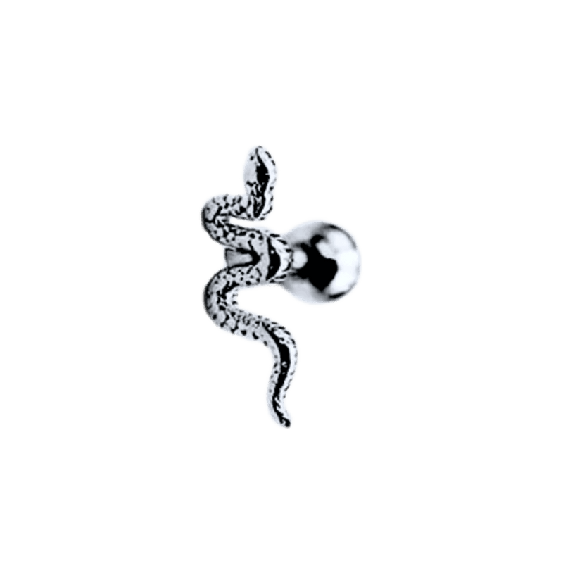snake barbell type earring steel color