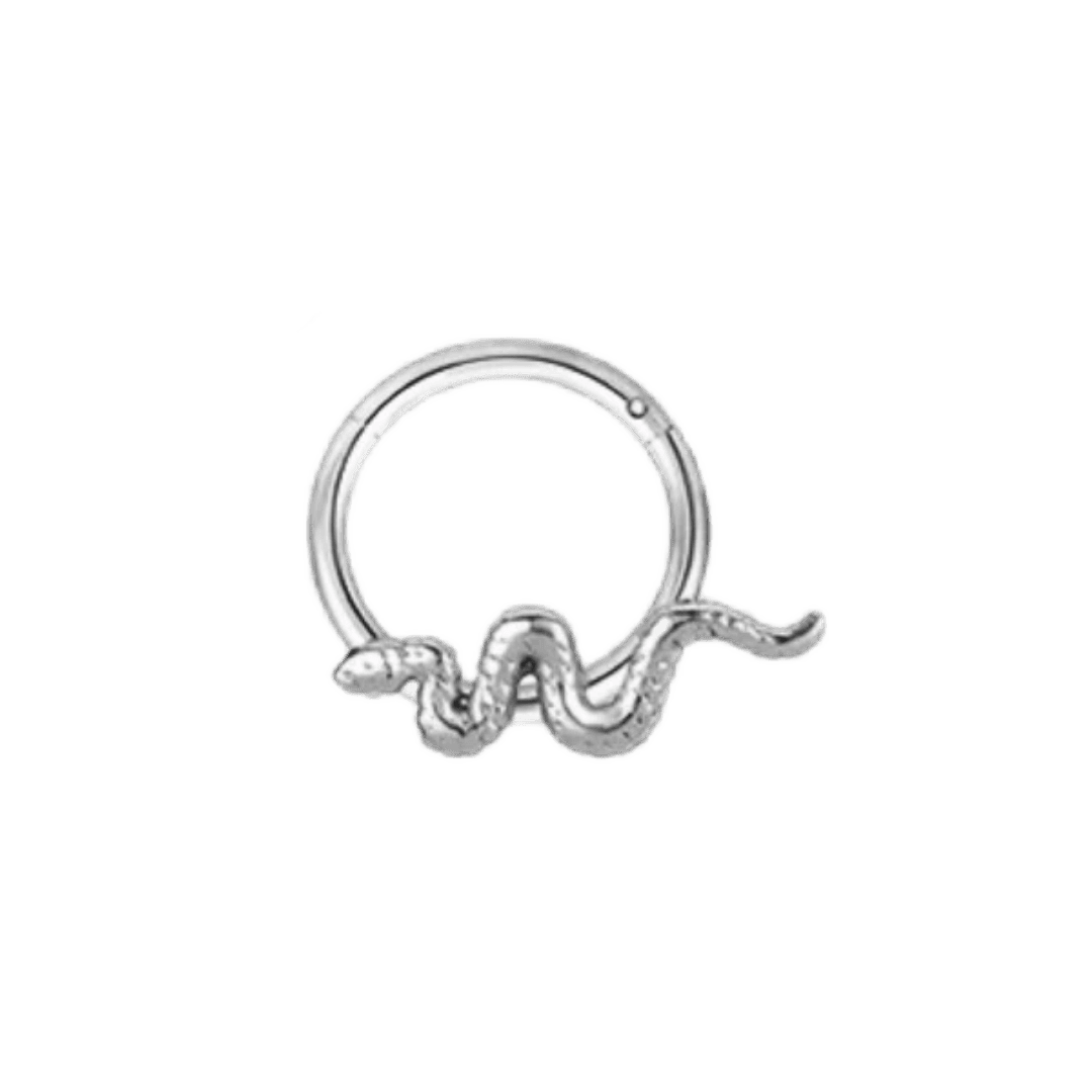 snake hinged hoop steel color earring