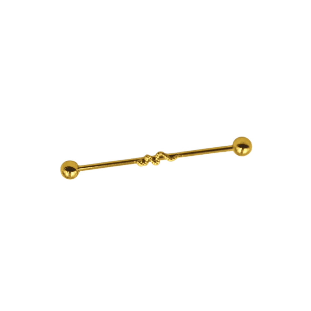 gold color industrial snake barbell earring
