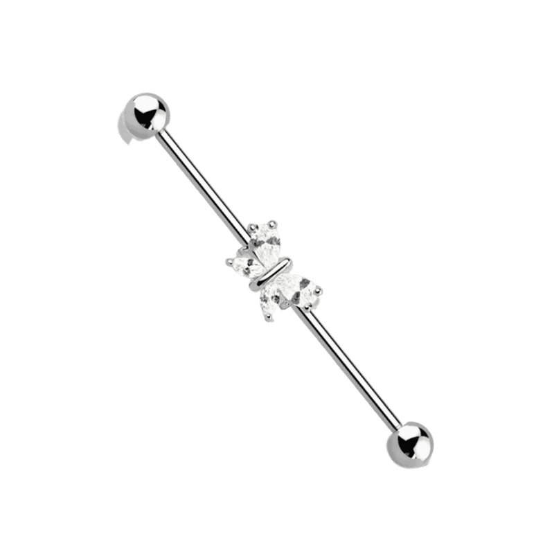 sparkling butterfly industrial barbell steel color