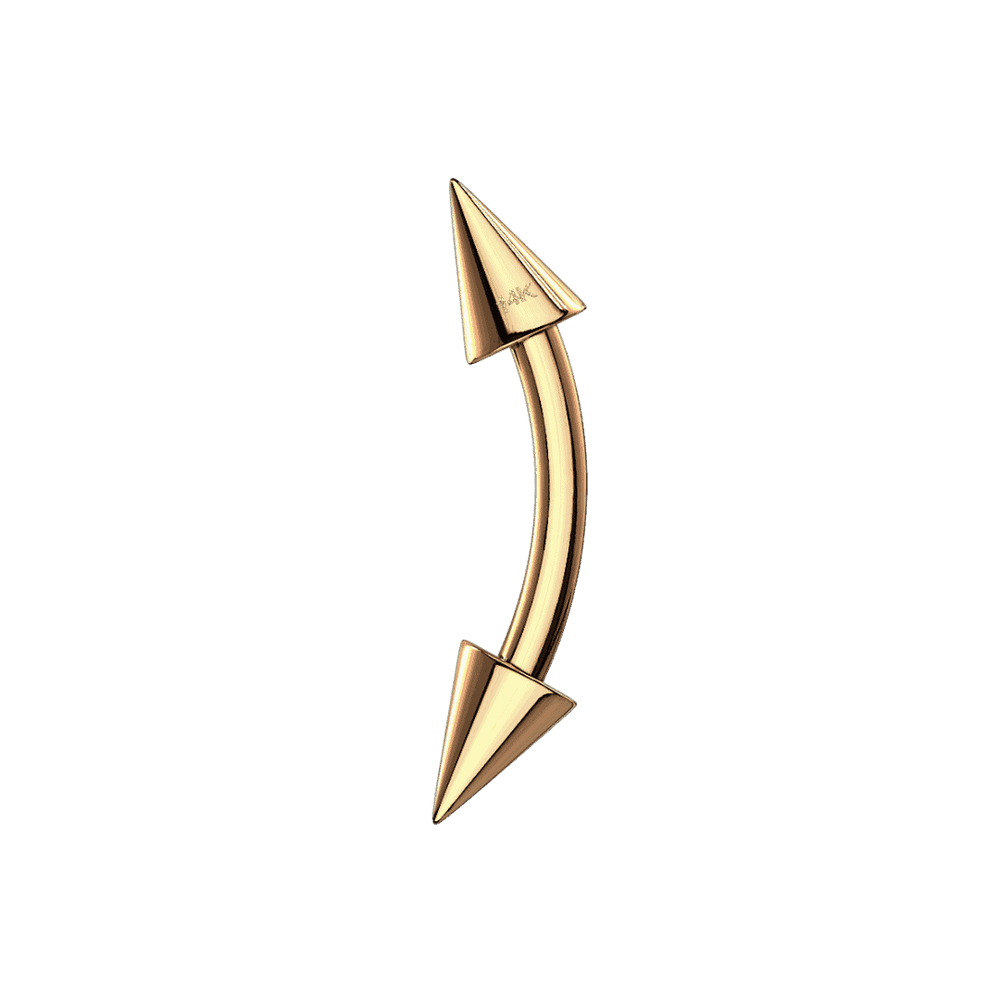 14k Gold Spike Ends Rook Barbell