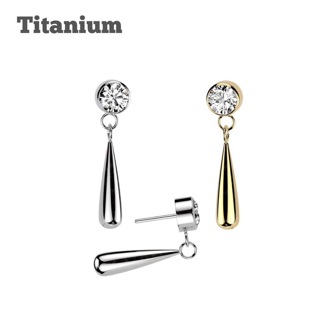 titanium threadless top earring dangling bat design