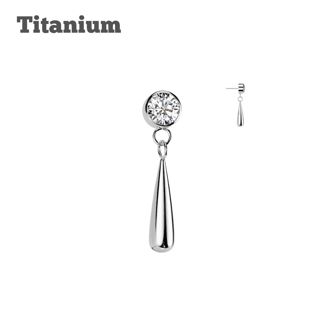 steel color dangling bat titanium earring
