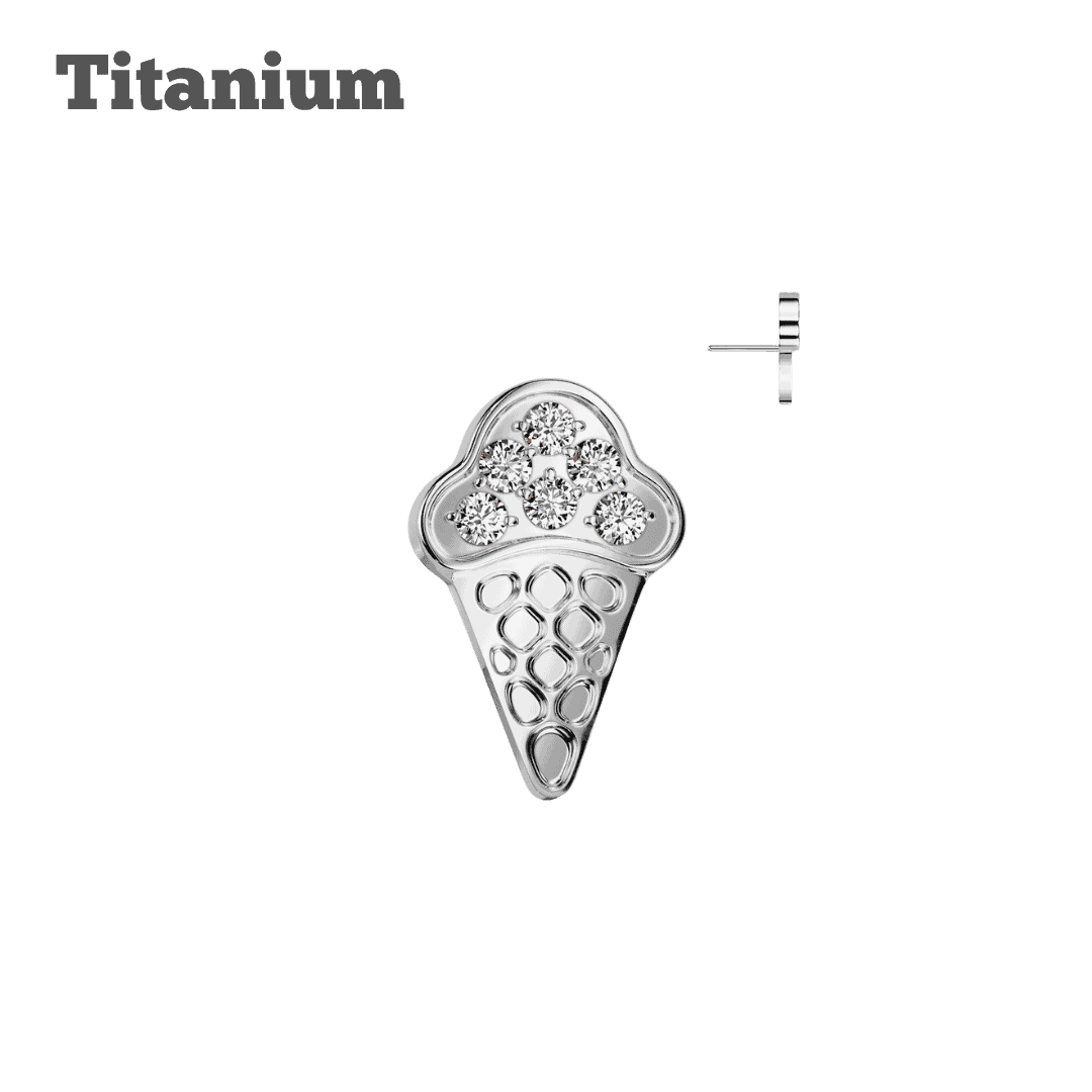 steel color titanium cone threadless top earring