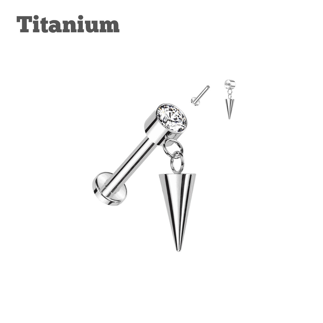 Titanium Internally Threaded Short Dangling Spike Labret