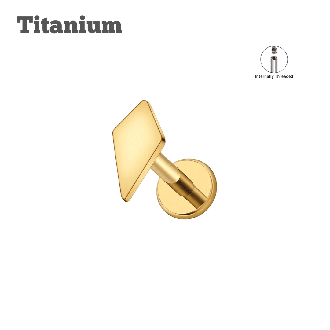 gold color titanium plain diamond cut threaded labret  cartilage piercing earring