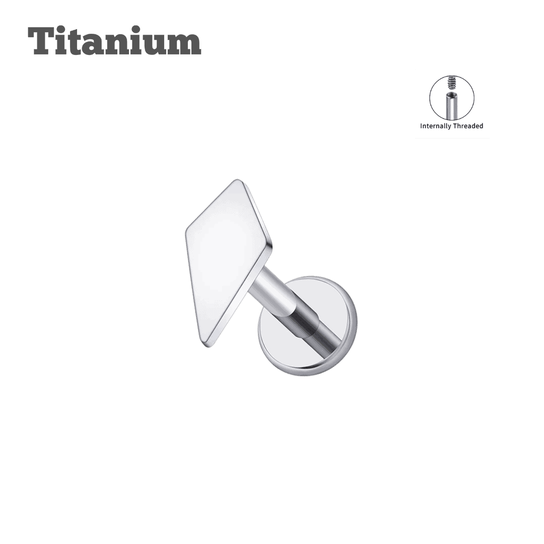steel color titanium plain diamond cut threaded labret  for new piercing