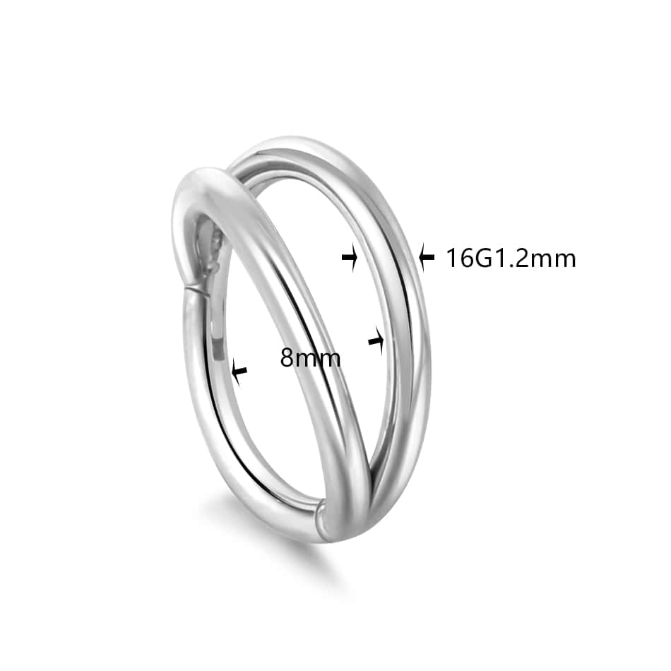 titanium plain double hinged hoop earring size