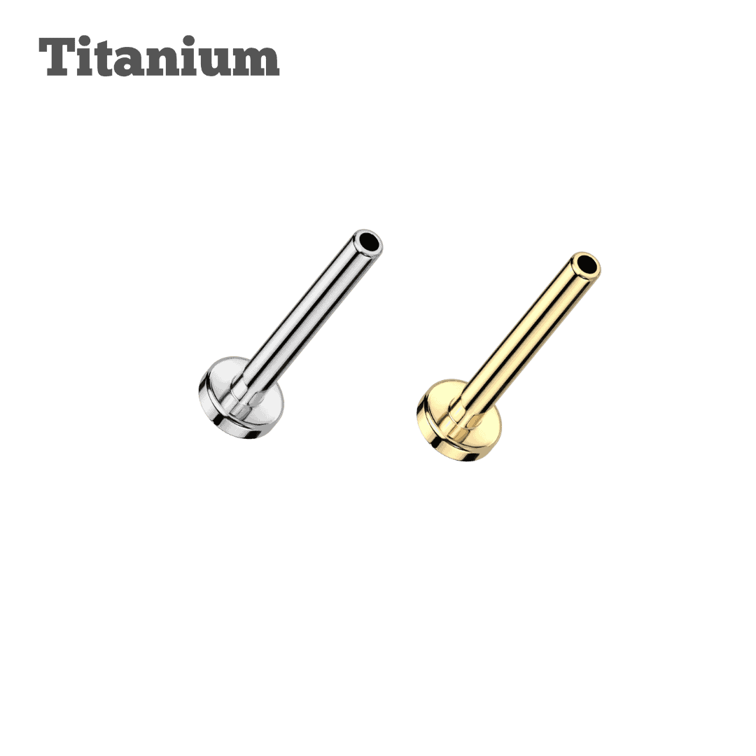 titanium round back threadless labret for lip and nose piercing