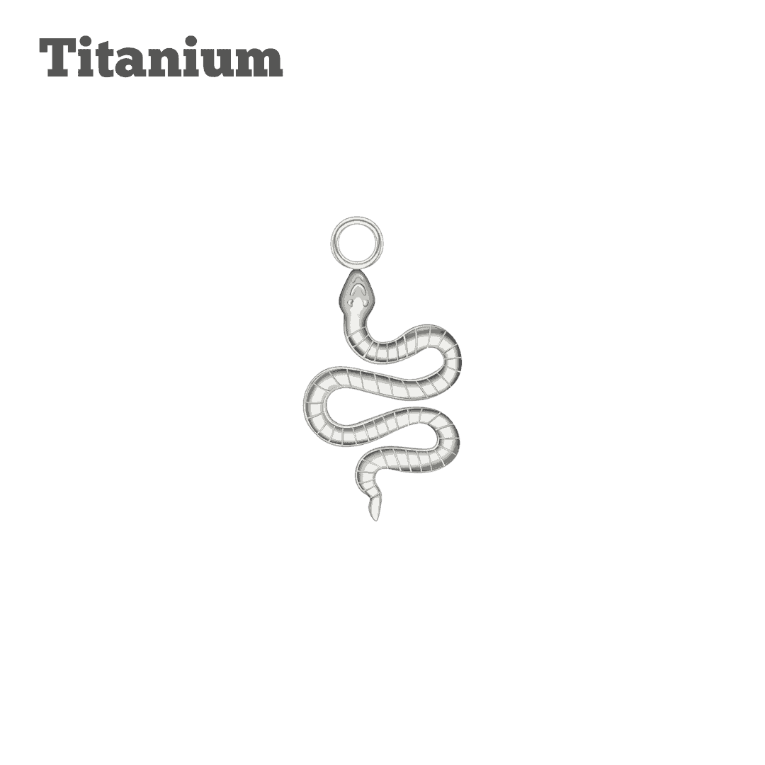 steel color titanium snake charm for labret and barbell earring