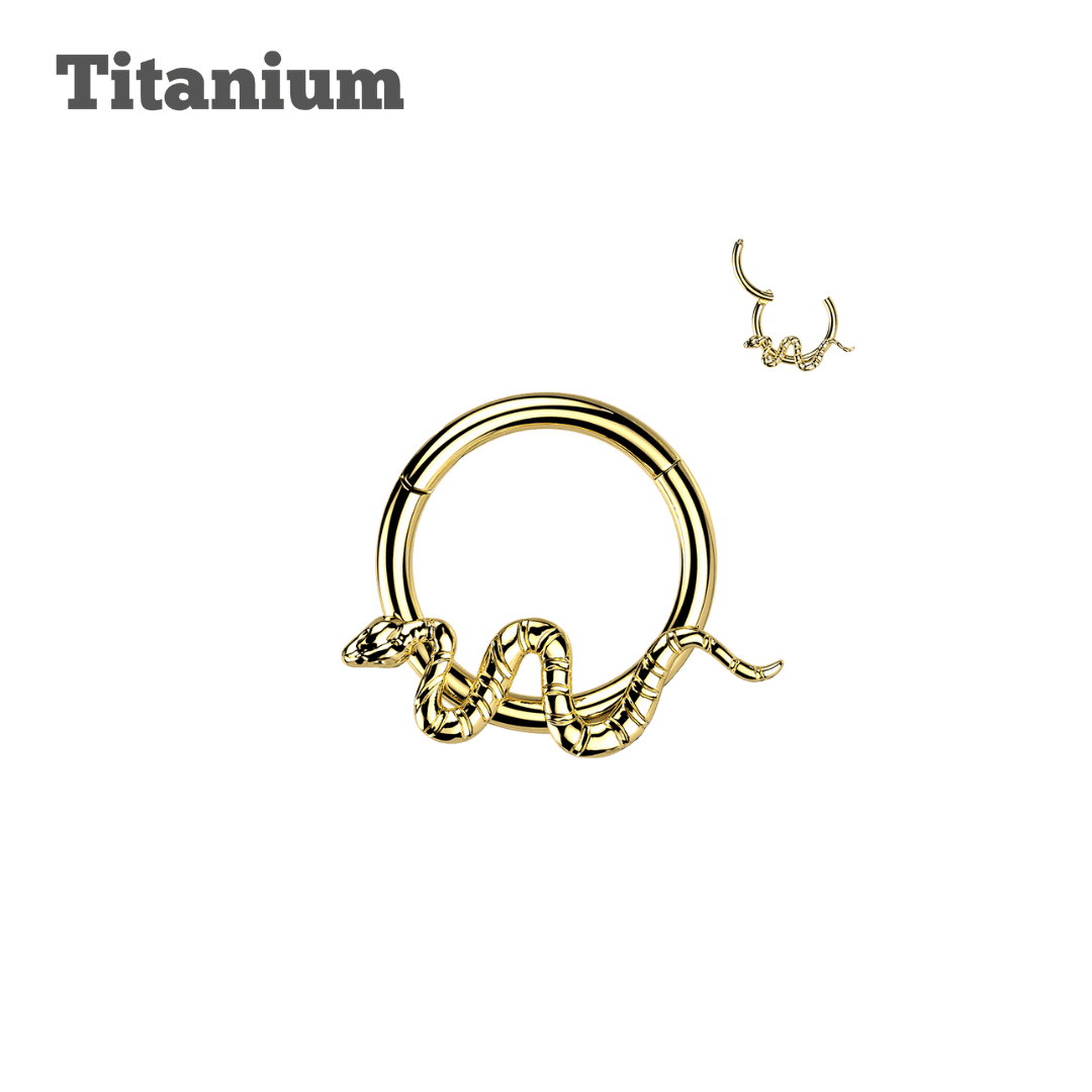 gold color titanium earring snake hinged hoop 