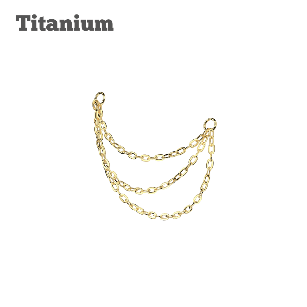 gold color titanium triple chain adds on for nose piercing