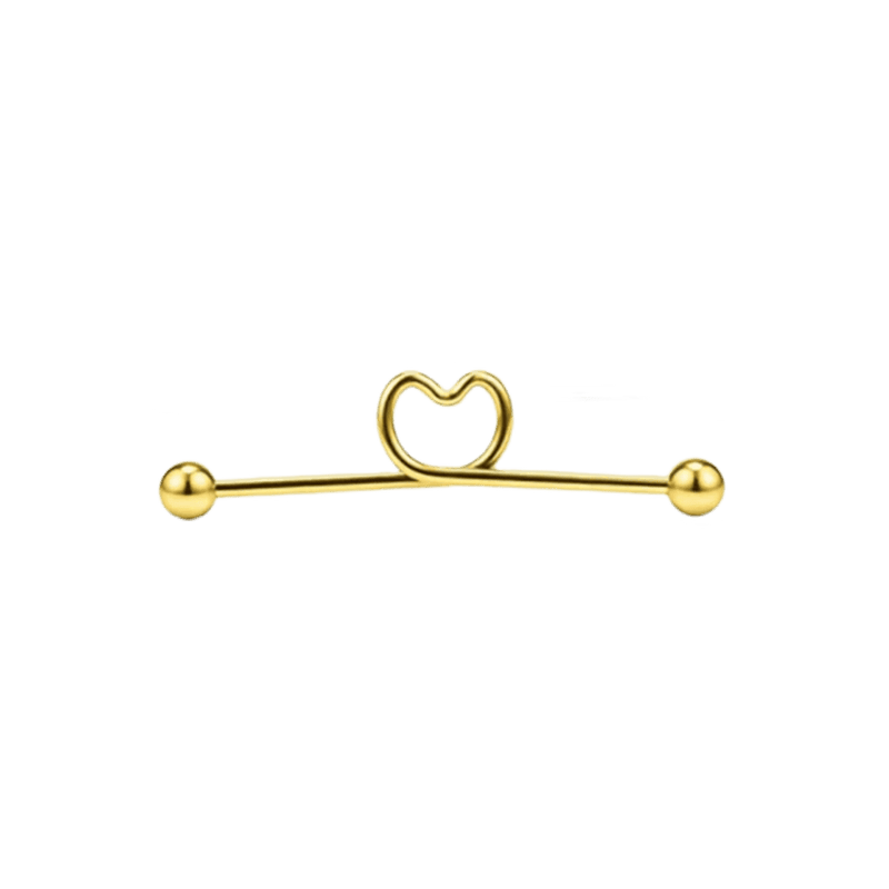 gold color twisted heart industrial barbell