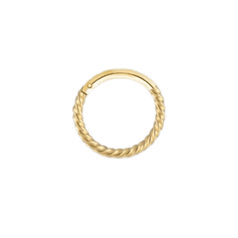 twisted hinged hoop gold